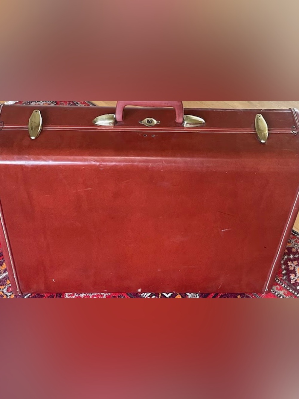1950s VINTAGE SAMSONITE Brown Leather Suitcase, Style no. 4935
